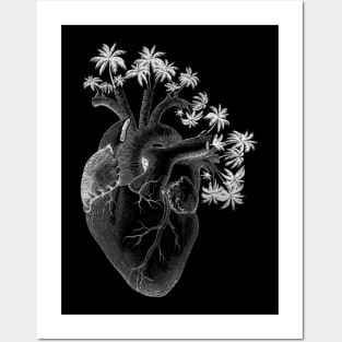 Silver Color Anatomically Correct Human Heart - Palm Trees Posters and Art